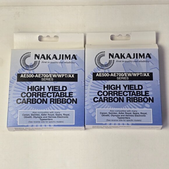 2 packs Nakajima AE-500 AE700 Correctable Carbon Ribbons Typewriter Ink NOS - Picture 2 of 3